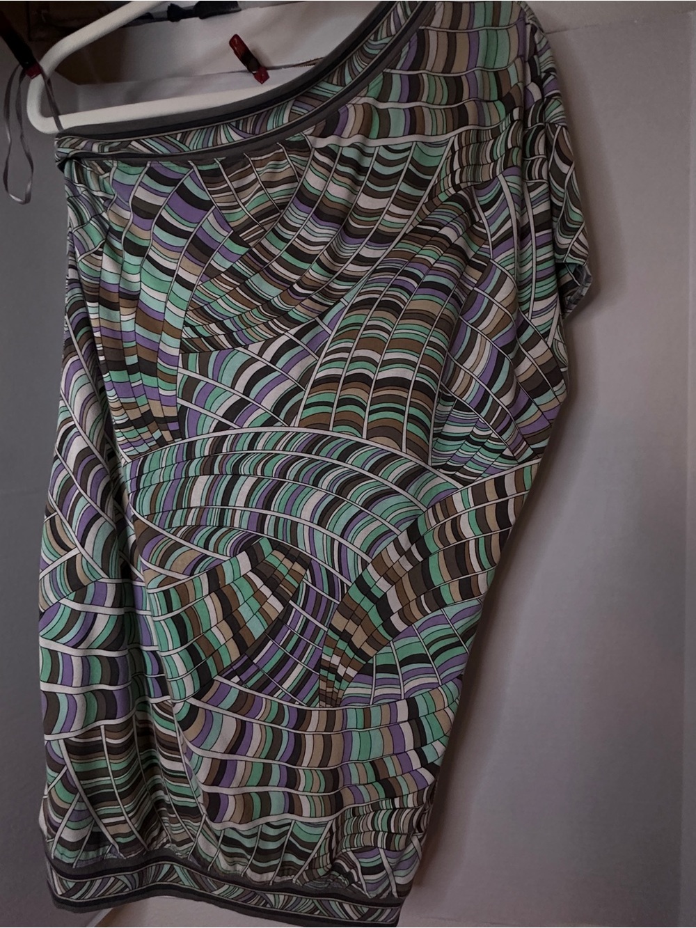 Vintage TRINA TURK one shoulder top  Abstract Geometric tunic